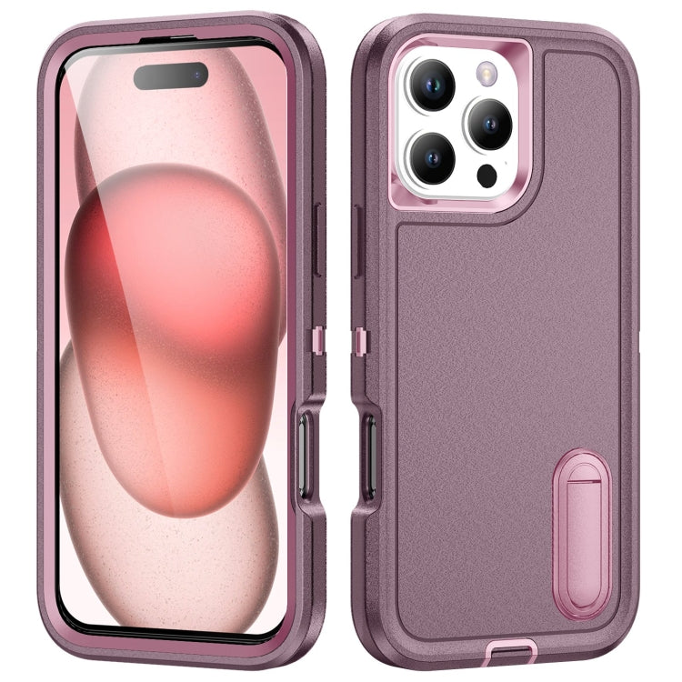 Rugged PC + Silicone Phone Case with Holder, For iPhone Air, For iPhone 16 Pro Max, For iPhone 16 Pro, For iPhone 16 Plus