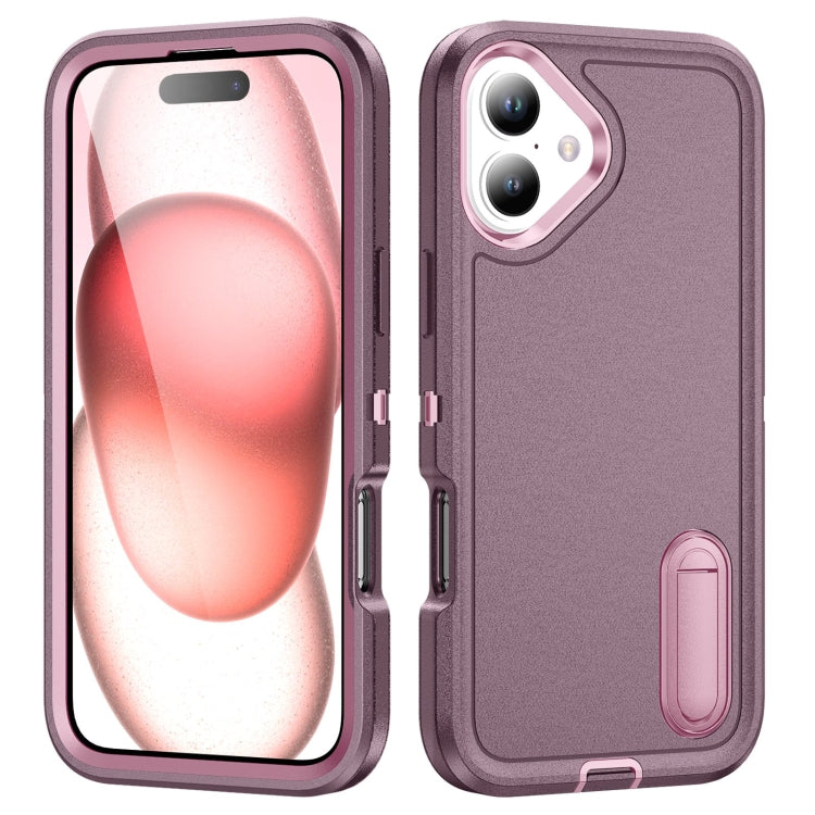 Rugged PC + Silicone Phone Case with Holder, For iPhone Air, For iPhone 16 Pro Max, For iPhone 16 Pro, For iPhone 16 Plus