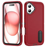 Rugged PC + Silicone Phone Case with Holder, For iPhone 16