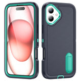 Rugged PC + Silicone Phone Case with Holder, For iPhone 16