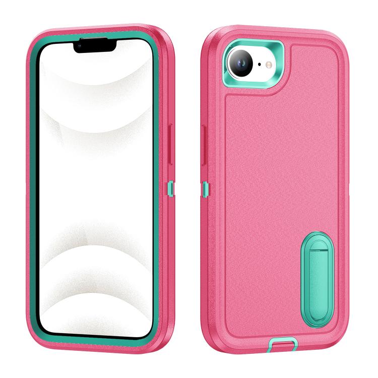 Rugged PC + Silicone Phone Case with Holder, For iPhone 17e / 16e, For iPhone 17 Pro Max, For iPhone 17 Pro, For iPhone 17