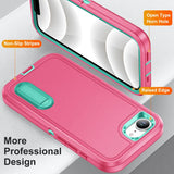 Rugged PC + Silicone Phone Case with Holder, For iPhone 17e / 16e, For iPhone 17 Pro Max, For iPhone 17 Pro, For iPhone 17