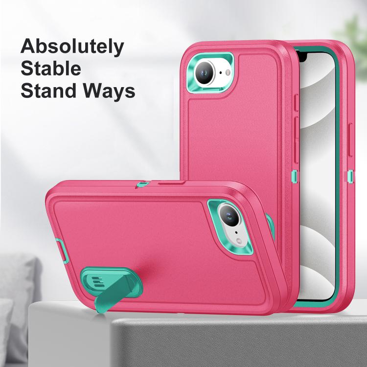 Rugged PC + Silicone Phone Case with Holder, For iPhone 17e / 16e, For iPhone 17 Pro Max, For iPhone 17 Pro, For iPhone 17
