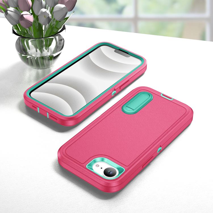 Rugged PC + Silicone Phone Case with Holder, For iPhone 17e / 16e, For iPhone 17 Pro Max, For iPhone 17 Pro, For iPhone 17