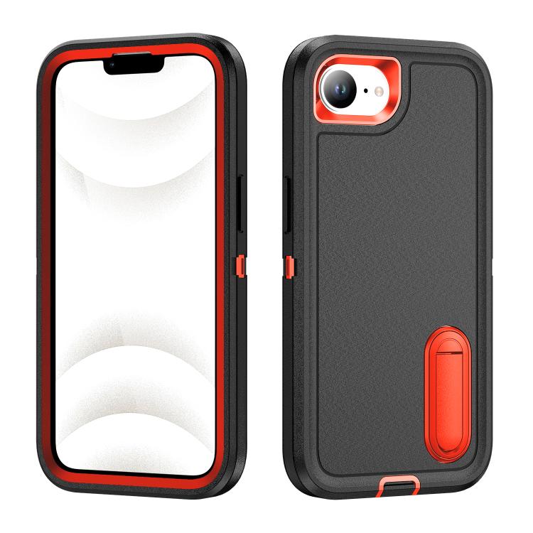 Rugged PC + Silicone Phone Case with Holder, For iPhone 17e / 16e, For iPhone 17 Pro Max, For iPhone 17 Pro, For iPhone 17