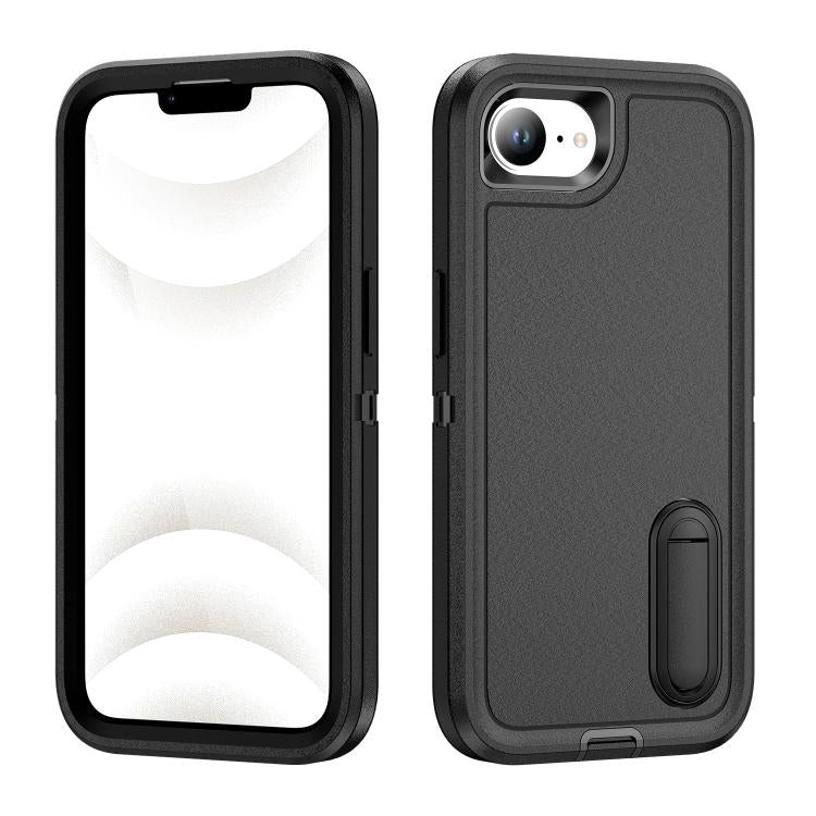 Rugged PC + Silicone Phone Case with Holder, For iPhone 17e / 16e, For iPhone 17 Pro Max, For iPhone 17 Pro, For iPhone 17