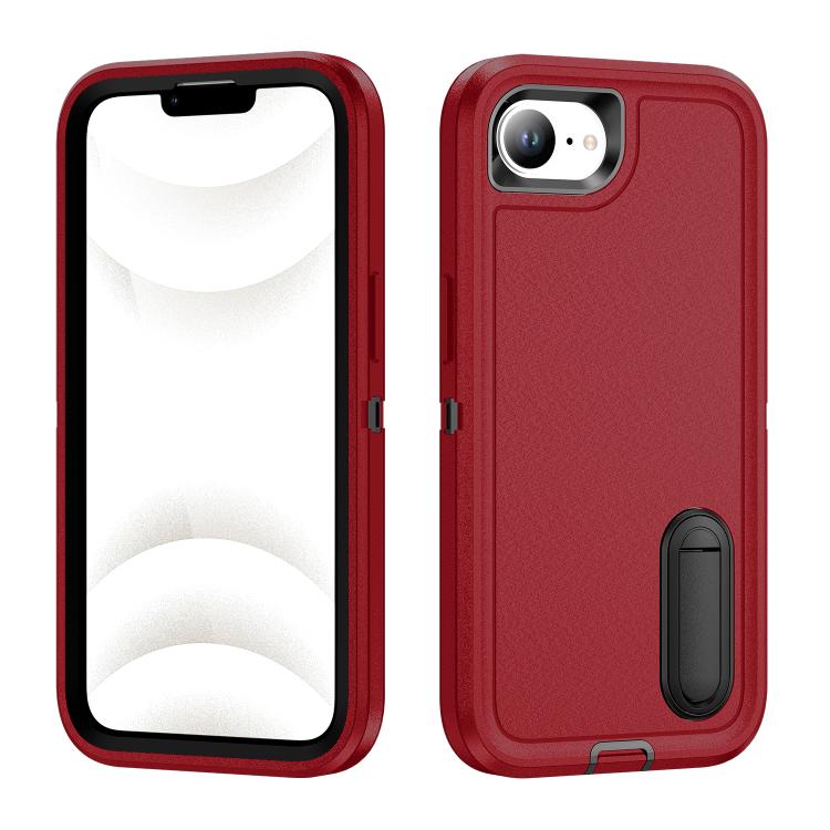 Rugged PC + Silicone Phone Case with Holder, For iPhone 17e / 16e, For iPhone 17 Pro Max, For iPhone 17 Pro, For iPhone 17