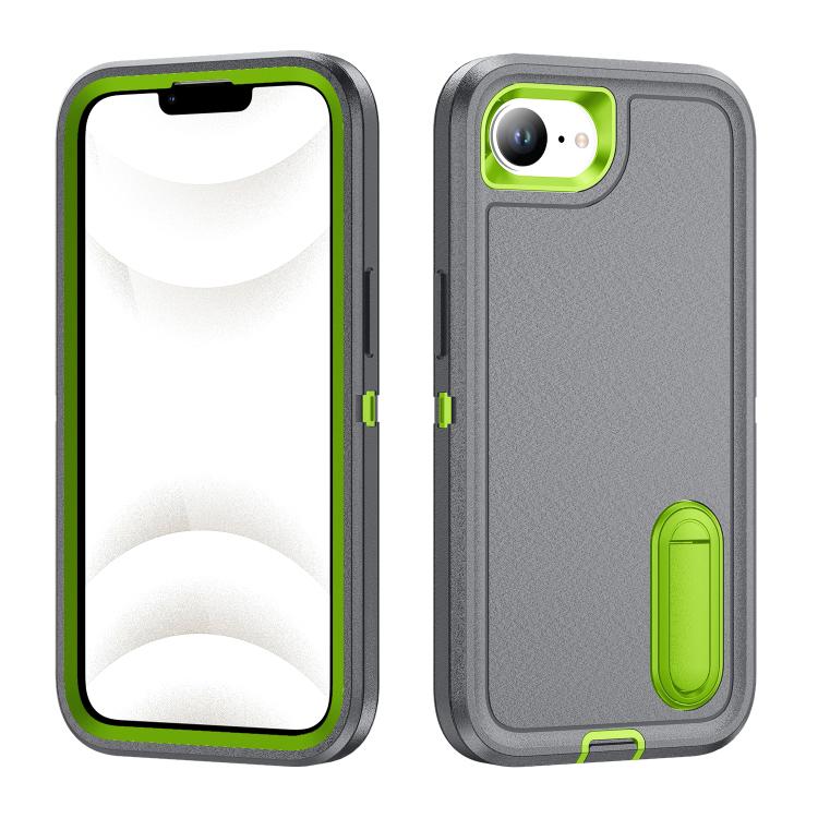 Rugged PC + Silicone Phone Case with Holder, For iPhone 17e / 16e, For iPhone 17 Pro Max, For iPhone 17 Pro, For iPhone 17