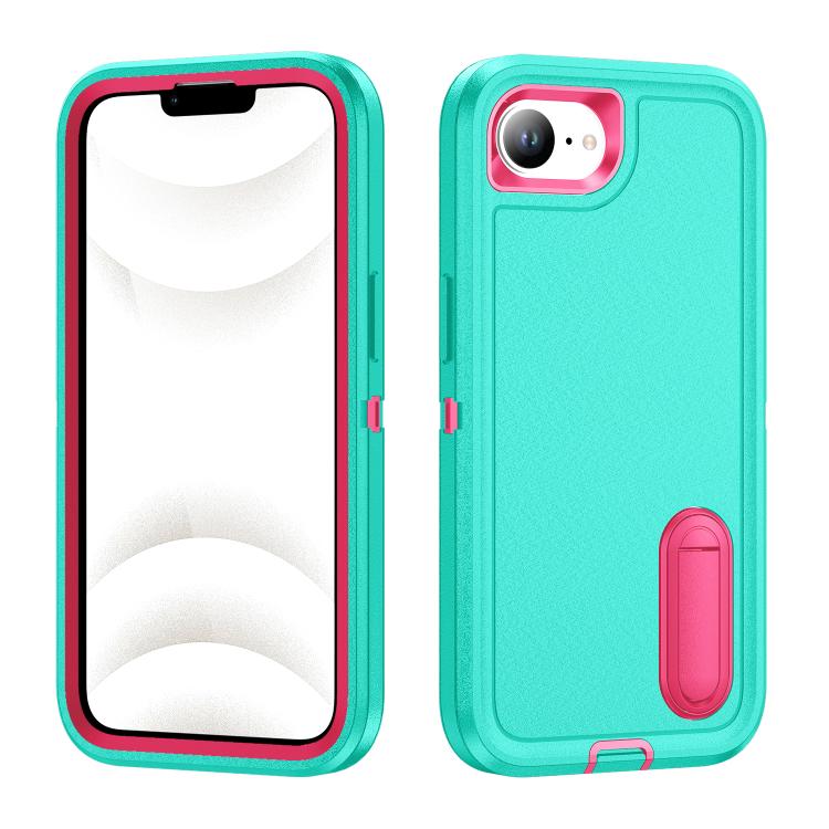 Rugged PC + Silicone Phone Case with Holder, For iPhone 17e / 16e, For iPhone 17 Pro Max, For iPhone 17 Pro, For iPhone 17