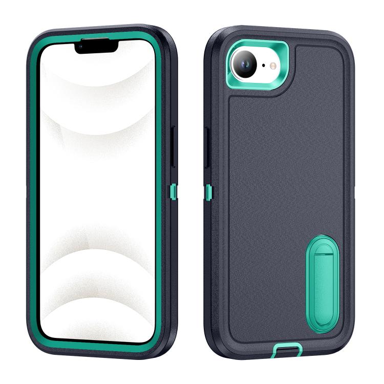Rugged PC + Silicone Phone Case with Holder, For iPhone 17e / 16e, For iPhone 17 Pro Max, For iPhone 17 Pro, For iPhone 17