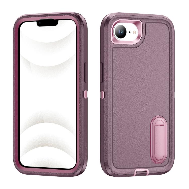 Rugged PC + Silicone Phone Case with Holder, For iPhone 17e / 16e, For iPhone 17 Pro Max, For iPhone 17 Pro, For iPhone 17
