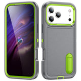 Rugged PC + Silicone Phone Case with Holder, For iPhone 18 Pro / 17 Pro, For iPhone 18 Pro Max / 17 Pro Max, For iPhone 17e / 16e, For iPhone 17