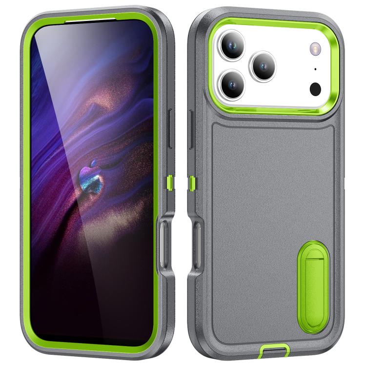 Rugged PC + Silicone Phone Case with Holder, For iPhone 18 Pro / 17 Pro, For iPhone 18 Pro Max / 17 Pro Max, For iPhone 17e / 16e, For iPhone 17