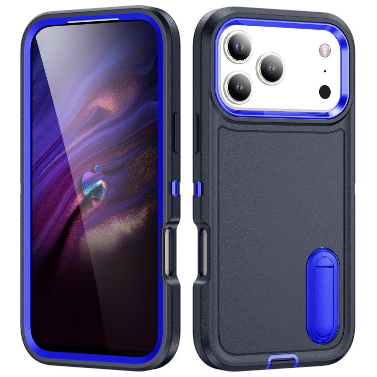 Rugged PC + Silicone Phone Case with Holder, For iPhone 18 Pro / 17 Pro, For iPhone 18 Pro Max / 17 Pro Max, For iPhone 17e / 16e, For iPhone 17