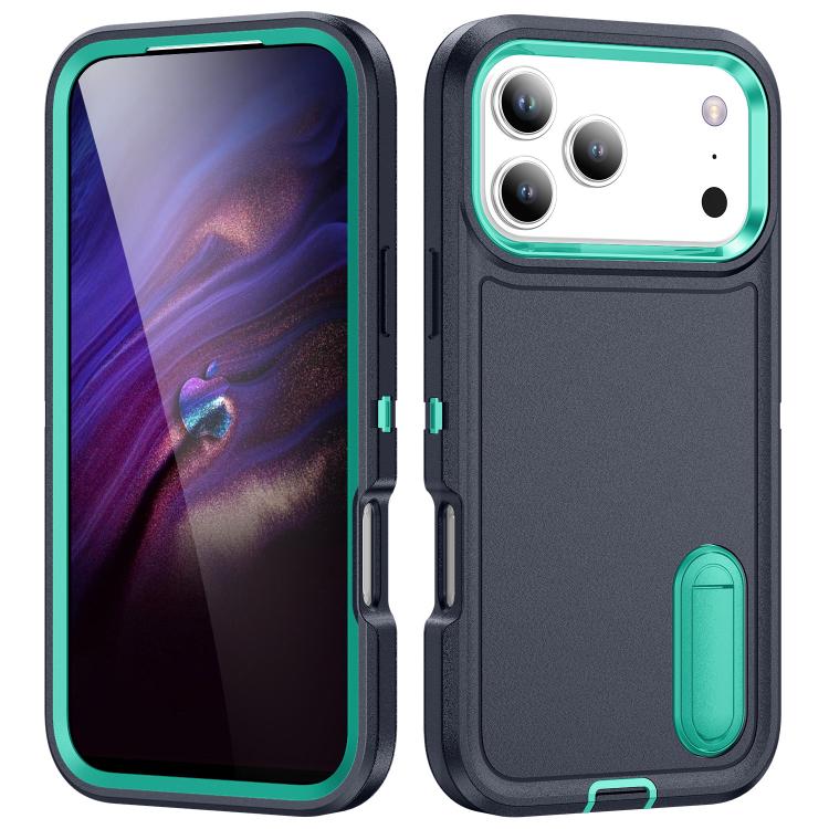 Rugged PC + Silicone Phone Case with Holder, For iPhone 18 Pro / 17 Pro, For iPhone 18 Pro Max / 17 Pro Max, For iPhone 17e / 16e, For iPhone 17