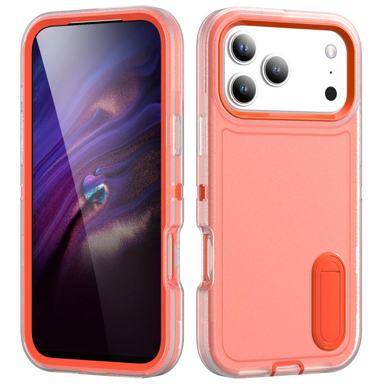 Rugged PC + Silicone Phone Case with Holder, For iPhone 18 Pro / 17 Pro, For iPhone 18 Pro Max / 17 Pro Max, For iPhone 17e / 16e, For iPhone 17