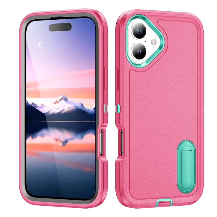Rugged PC + Silicone Phone Case with Holder, For iPhone 17e / 16e, For iPhone 17 Pro Max, For iPhone 17 Pro, For iPhone 17