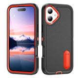 Rugged PC + Silicone Phone Case with Holder, For iPhone 17e / 16e, For iPhone 17 Pro Max, For iPhone 17 Pro, For iPhone 17
