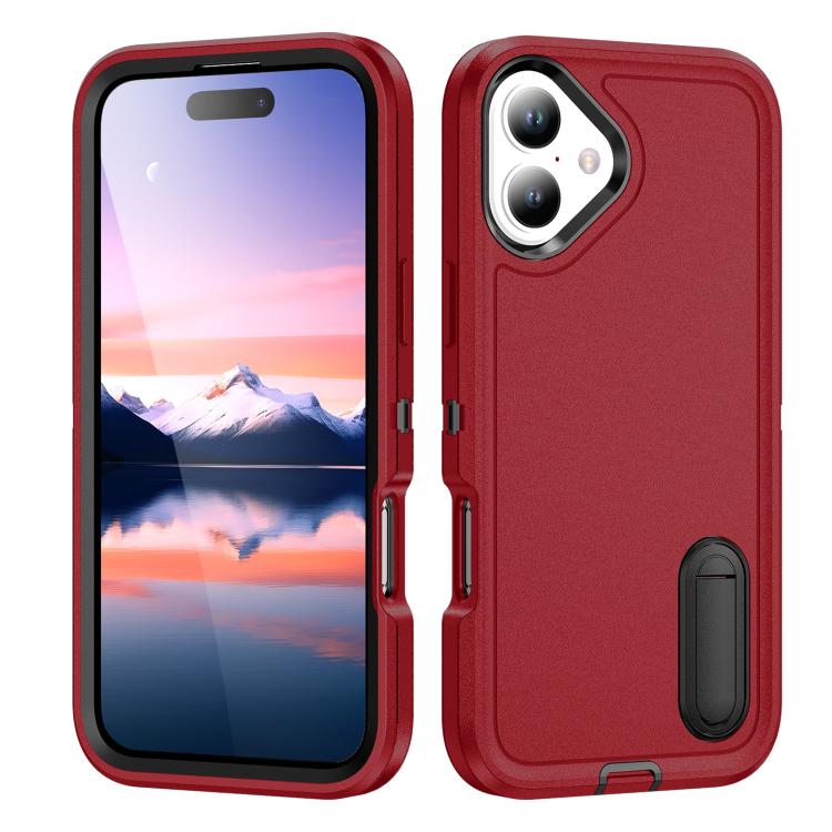 Rugged PC + Silicone Phone Case with Holder, For iPhone 17e / 16e, For iPhone 17 Pro Max, For iPhone 17 Pro, For iPhone 17