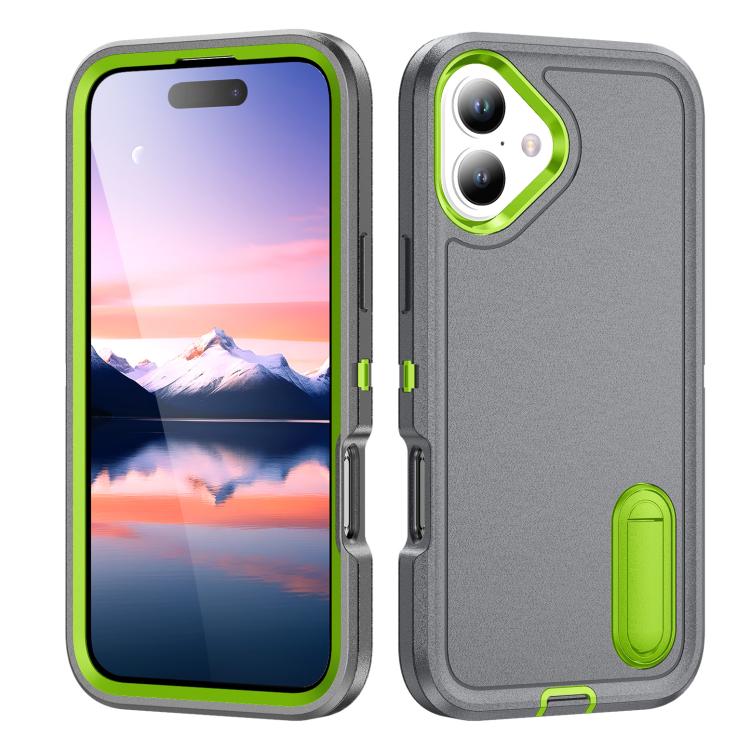 Rugged PC + Silicone Phone Case with Holder, For iPhone 17e / 16e, For iPhone 17 Pro Max, For iPhone 17 Pro, For iPhone 17