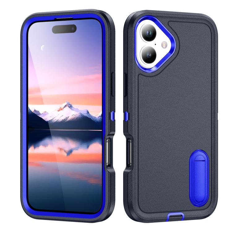 Rugged PC + Silicone Phone Case with Holder, For iPhone 17e / 16e, For iPhone 17 Pro Max, For iPhone 17 Pro, For iPhone 17