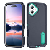 Rugged PC + Silicone Phone Case with Holder, For iPhone 17e / 16e, For iPhone 17 Pro Max, For iPhone 17 Pro, For iPhone 17