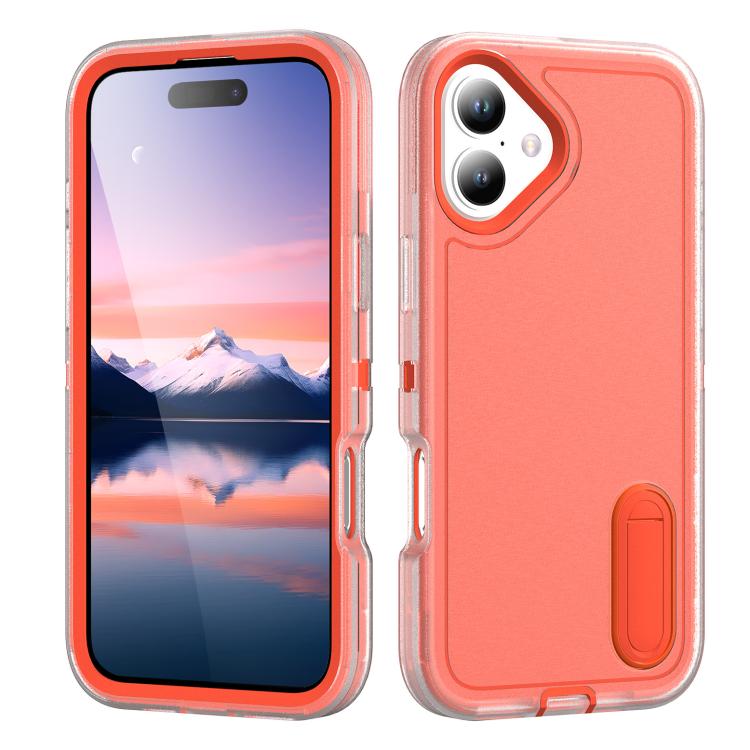 Rugged PC + Silicone Phone Case with Holder, For iPhone 17e / 16e, For iPhone 17 Pro Max, For iPhone 17 Pro, For iPhone 17