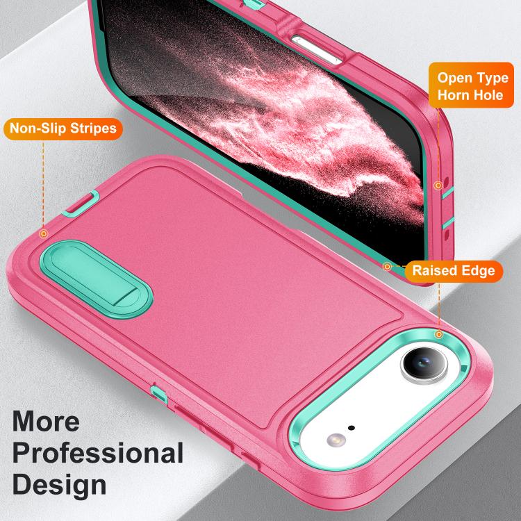 Rugged PC + Silicone Phone Case with Holder, For iPhone Air, For iPhone 16 Pro Max, For iPhone 16 Pro, For iPhone 16 Plus
