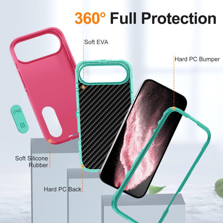 Rugged PC + Silicone Phone Case with Holder, For iPhone Air, For iPhone 16 Pro Max, For iPhone 16 Pro, For iPhone 16 Plus
