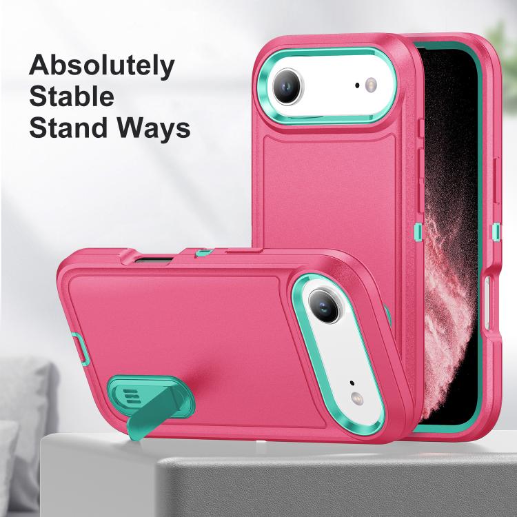 Rugged PC + Silicone Phone Case with Holder, For iPhone Air, For iPhone 16 Pro Max, For iPhone 16 Pro, For iPhone 16 Plus