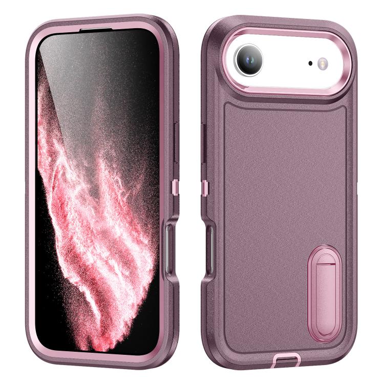 Rugged PC + Silicone Phone Case with Holder, For iPhone Air, For iPhone 16 Pro Max, For iPhone 16 Pro, For iPhone 16 Plus