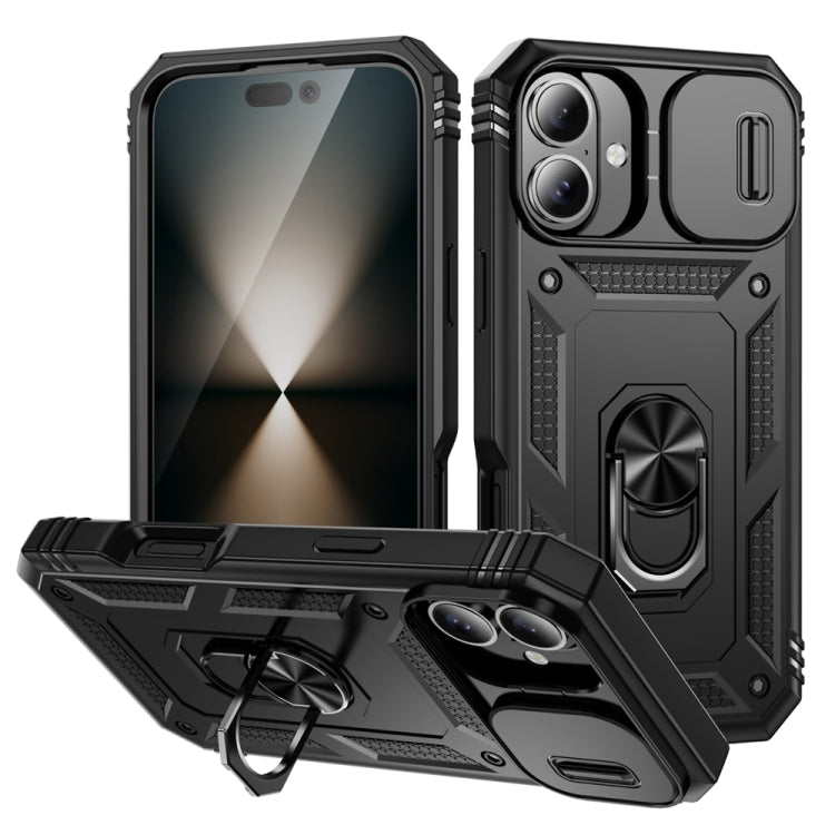 Sliding Camshield TPU + PC Phone Case with Holder, For iPhone 16 Pro, For iPhone 16 Plus, For iPhone 16