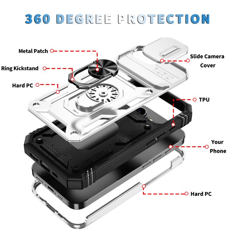 Sliding Camshield TPU + PC Phone Case with Holder, For iPhone 17e / 16e, For iPhone 17 Pro Max, For iPhone 17 Pro, For iPhone 17, For iPhone Air, For iPhone 16 Pro Max