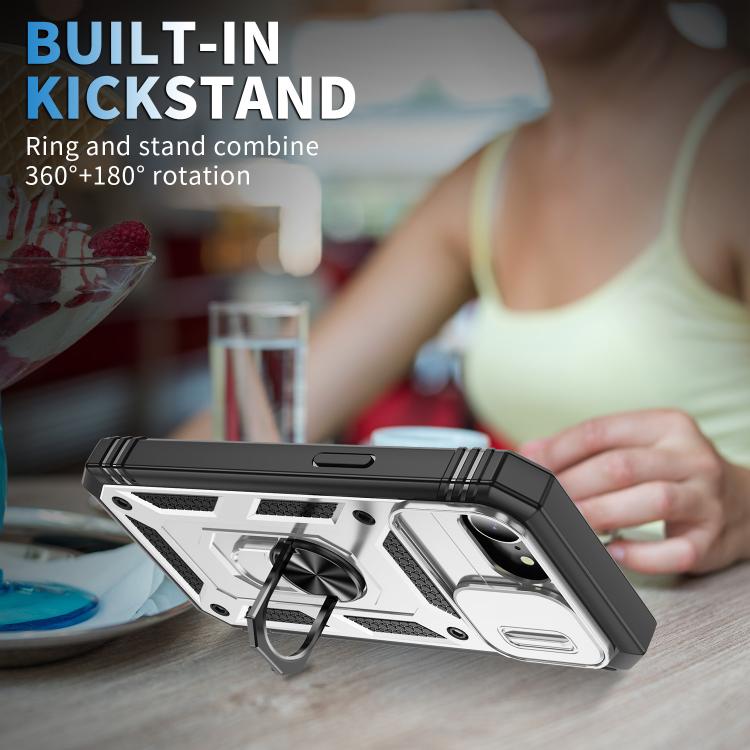 Sliding Camshield TPU + PC Phone Case with Holder, For iPhone 17e / 16e, For iPhone 17 Pro Max, For iPhone 17 Pro, For iPhone 17, For iPhone Air, For iPhone 16 Pro Max