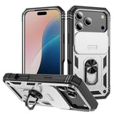 Sliding Camshield TPU + PC Phone Case with Holder, For iPhone 18 Pro / 17 Pro, For iPhone 18 Pro Max / 17 Pro Max, For iPhone 17e / 16e, For iPhone 17, For iPhone Air, For iPhone 16 Pro Max