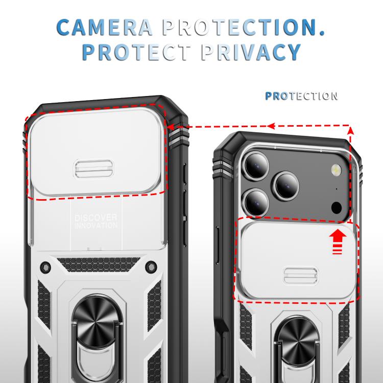 Sliding Camshield TPU + PC Phone Case with Holder, For iPhone 18 Pro / 17 Pro, For iPhone 18 Pro Max / 17 Pro Max, For iPhone 17e / 16e, For iPhone 17, For iPhone Air, For iPhone 16 Pro Max