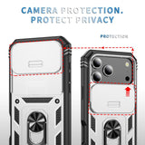 Sliding Camshield TPU + PC Phone Case with Holder, For iPhone 18 Pro / 17 Pro, For iPhone 18 Pro Max / 17 Pro Max, For iPhone 17e / 16e, For iPhone 17, For iPhone Air, For iPhone 16 Pro Max