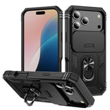 Sliding Camshield TPU + PC Phone Case with Holder, For iPhone 18 Pro / 17 Pro, For iPhone 18 Pro Max / 17 Pro Max, For iPhone 17e / 16e, For iPhone 17, For iPhone Air, For iPhone 16 Pro Max