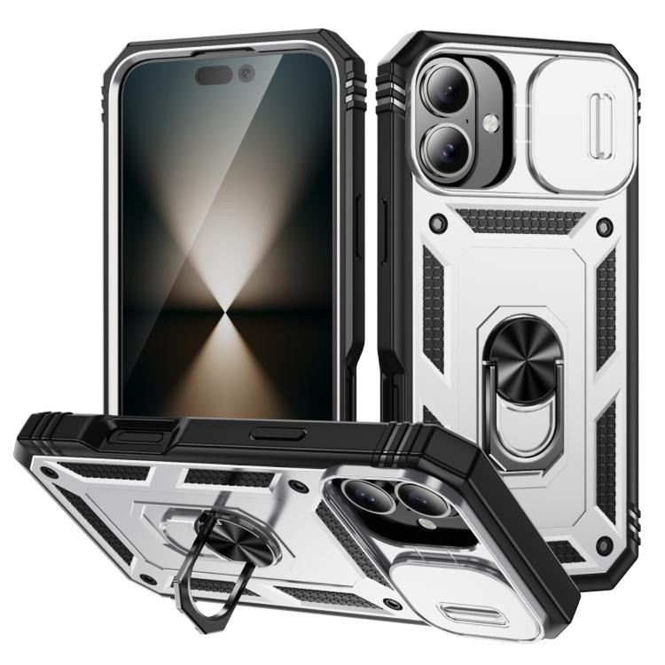 Sliding Camshield TPU + PC Phone Case with Holder, For iPhone 17e / 16e, For iPhone 17 Pro Max, For iPhone 17 Pro, For iPhone 17, For iPhone Air, For iPhone 16 Pro Max