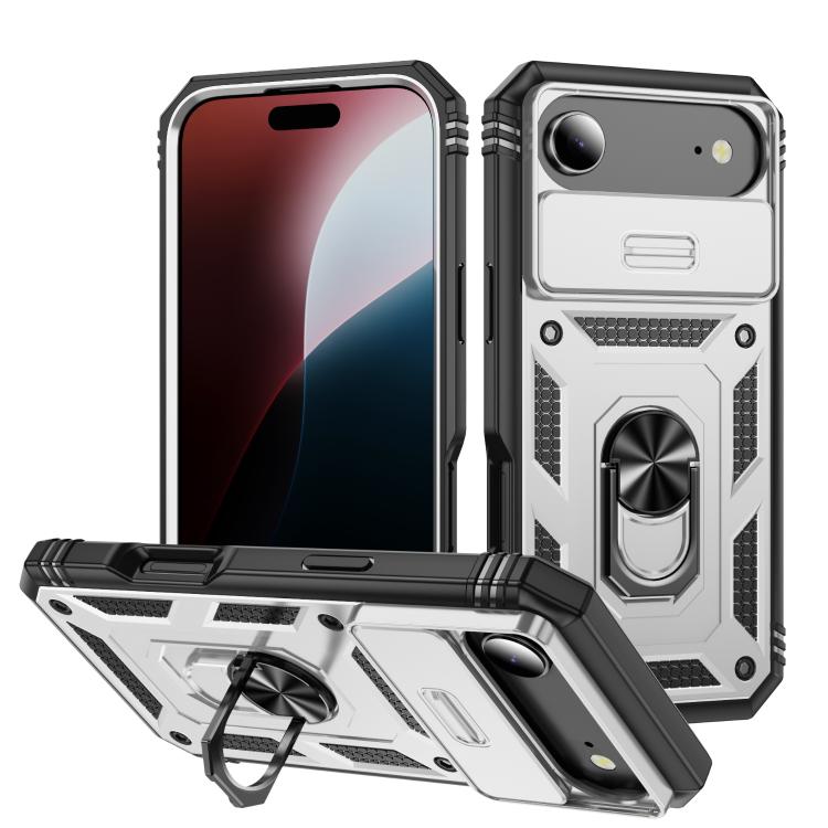 Sliding Camshield TPU + PC Phone Case with Holder, For iPhone 17e / 16e, For iPhone 17 Pro Max, For iPhone 17 Pro, For iPhone 17, For iPhone Air, For iPhone 16 Pro Max