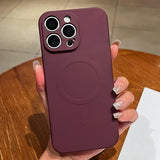 Solid Color Liquid Silicone MagSafe Magnetic Phone Case, For iPhone 17, For iPhone Air, For iPhone 16 Pro Max