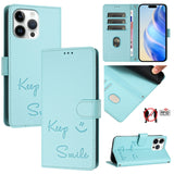 Smile Embossing RFID Leather Phone Case, For iPhone 17 Pro Max, For iPhone 17 Pro, For iPhone 17, For iPhone Air, For iPhone SE 2024, For iPhone 16 Pro Max, For iPhone 16 Pro, For iPhone 16 Plus