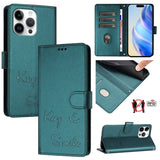 Smile Embossing RFID Leather Phone Case, For iPhone 17 Pro Max, For iPhone 17 Pro, For iPhone 17, For iPhone Air, For iPhone SE 2024, For iPhone 16 Pro Max, For iPhone 16 Pro, For iPhone 16 Plus