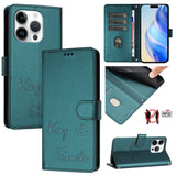 Smile Embossing RFID Leather Phone Case, For iPhone 17 Pro Max, For iPhone 17 Pro, For iPhone 17, For iPhone Air, For iPhone SE 2024, For iPhone 16 Pro Max, For iPhone 16 Pro, For iPhone 16 Plus