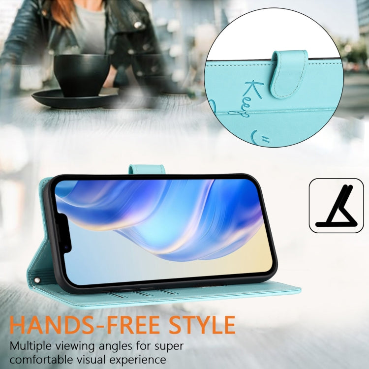 Smile Embossing RFID Leather Phone Case, For iPhone 16, For iPhone 15 Pro Max, For iPhone 15 Pro, For iPhone 15 Plus, For iPhone 15, For iPhone 14 Plus, For iPhone 14 / 13, For iPhone 14 Pro