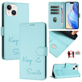 Smile Embossing RFID Leather Phone Case, For iPhone 16, For iPhone 15 Pro Max, For iPhone 15 Pro, For iPhone 15 Plus, For iPhone 15, For iPhone 14 Plus, For iPhone 14 / 13, For iPhone 14 Pro