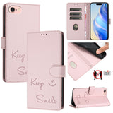 Smile Embossing RFID Leather Phone Case, For iPhone 14 Pro Max, For iPhone SE 2022 / 2020 / 8 / 7, For iPhone 13 Pro Max, For iPhone 13 Pro, For iPhone 13 mini, For iPhone 12 / 12 Pro, For iPhone 12 Pro Max, For iPhone 12 mini