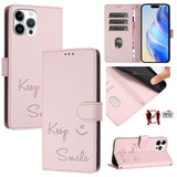 Smile Embossing RFID Leather Phone Case, For iPhone 14 Pro Max, For iPhone SE 2022 / 2020 / 8 / 7, For iPhone 13 Pro Max, For iPhone 13 Pro, For iPhone 13 mini, For iPhone 12 / 12 Pro, For iPhone 12 Pro Max, For iPhone 12 mini