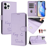 Smile Embossing RFID Leather Phone Case, For iPhone 14 Pro Max, For iPhone SE 2022 / 2020 / 8 / 7, For iPhone 13 Pro Max, For iPhone 13 Pro, For iPhone 13 mini, For iPhone 12 / 12 Pro, For iPhone 12 Pro Max, For iPhone 12 mini