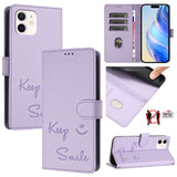 Smile Embossing RFID Leather Phone Case, For iPhone 14 Pro Max, For iPhone SE 2022 / 2020 / 8 / 7, For iPhone 13 Pro Max, For iPhone 13 Pro, For iPhone 13 mini, For iPhone 12 / 12 Pro, For iPhone 12 Pro Max, For iPhone 12 mini